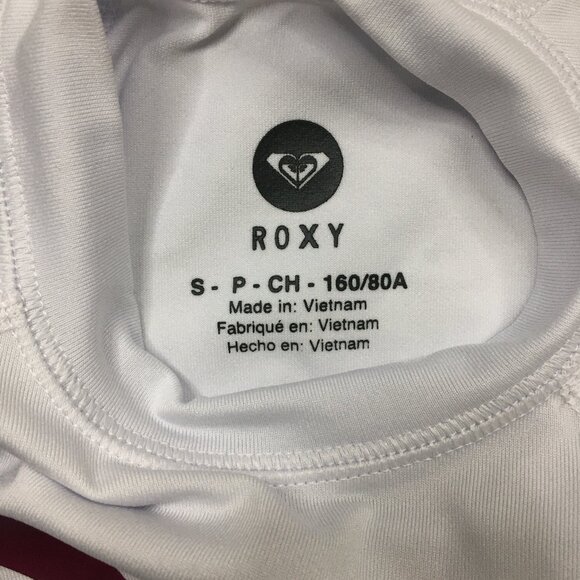 NWT ROXY White UPF50+ Mock Neck Swim Beach Surf Flatlock Activewear Shirt Top - Picture 2 of 9